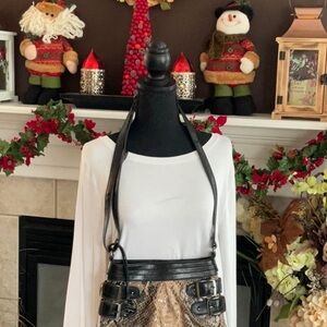 VINTAGE FAUX SNAKE SKIN CROSSBODY PURSE